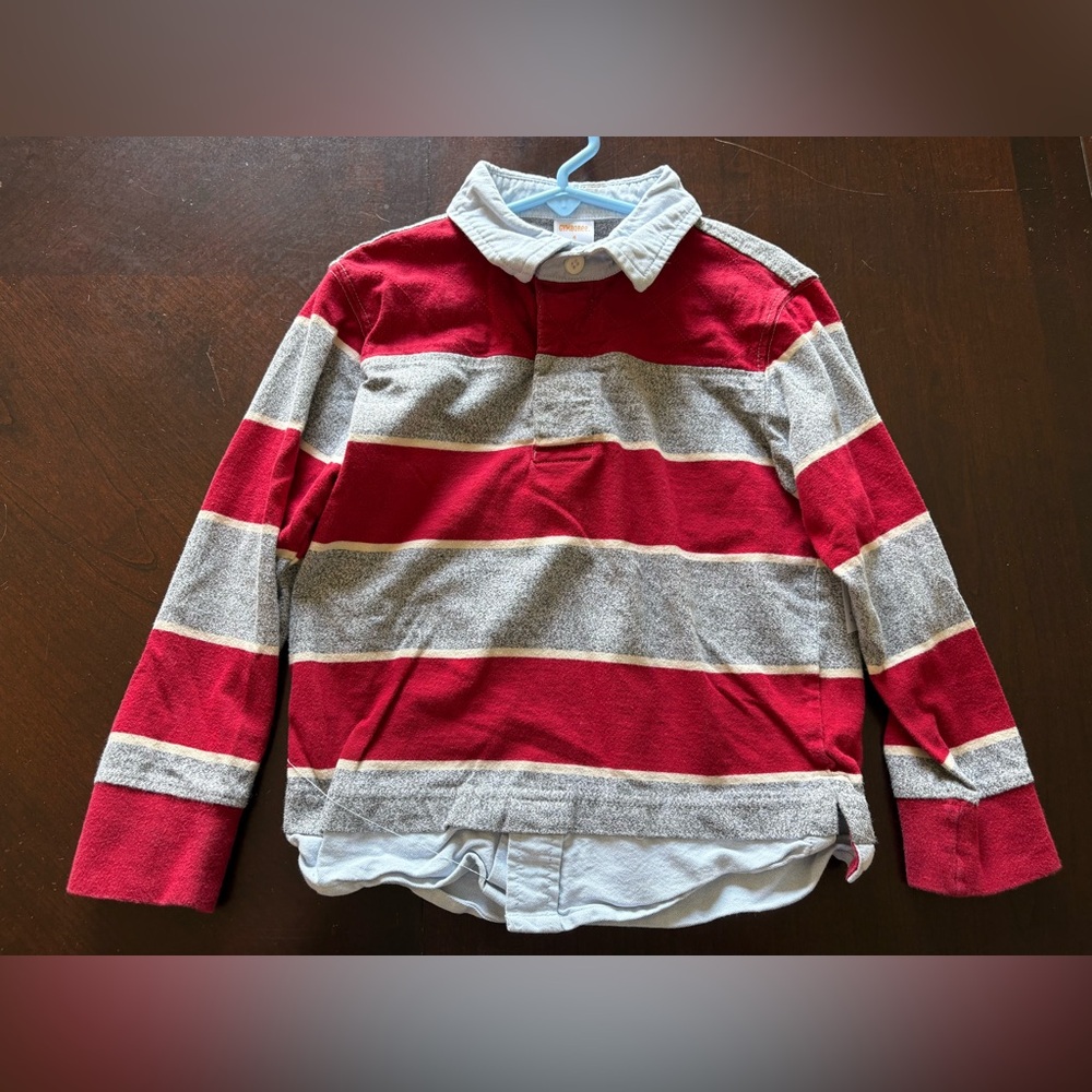 Gymboree Red and Gray Striped Polo Shirt